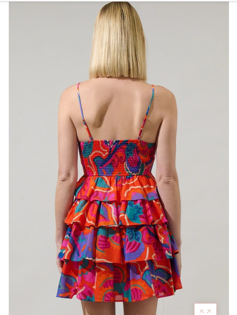SUGARLIPS  Kahlia Tropics Mavey Ruffle Mini Dress - Picture 3 of 10